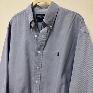 Ralph Lauren Shirt Men's Medium Blake Blue Check Button Down 100% Cotton